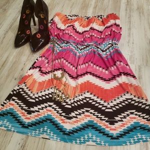 Tribal Chevron Strapless Dress